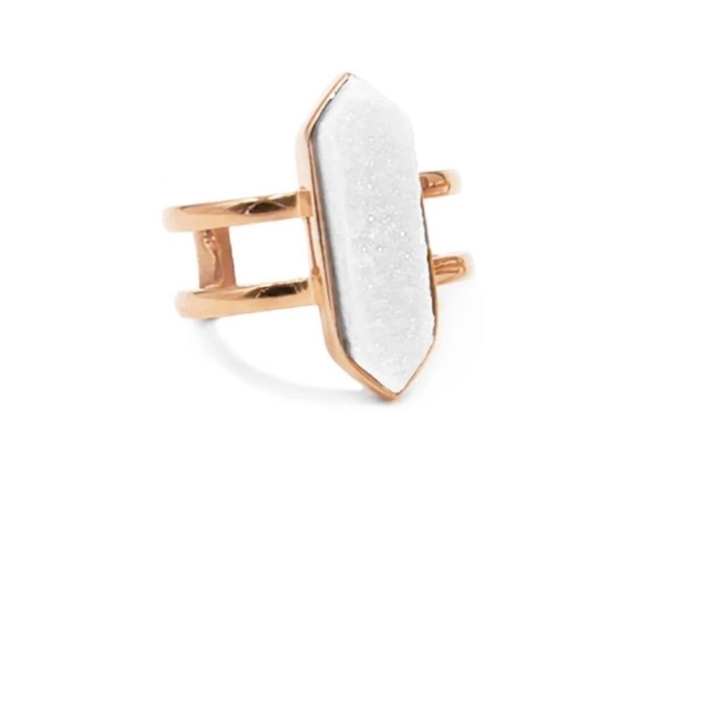 Kinsley Armelle Rose Gold Parvus Quartz Ring Sz 7